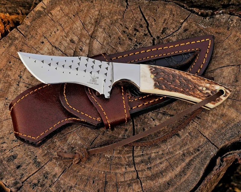 BE BREAK EDGE Premium Skinner Cow Boy Knife, Fixed Blade, Deer Antler Hunting Knife With Leather Sheath, Best Gift for Boy Friend. - Image 3